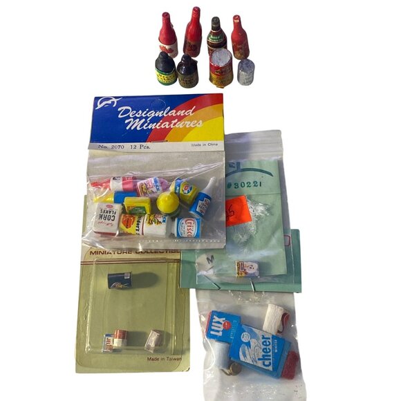 VTG Doll House Miniatures Food Condiments Can Box Bottles Assortment - Picture 1 of 14